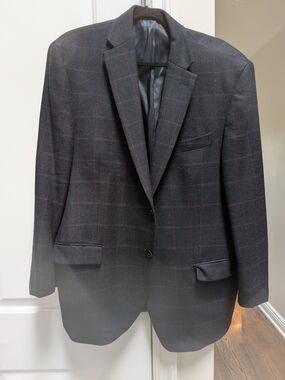Lauren Ralph Lauren Black Sport Coat with Subtle Maroon Windowpane